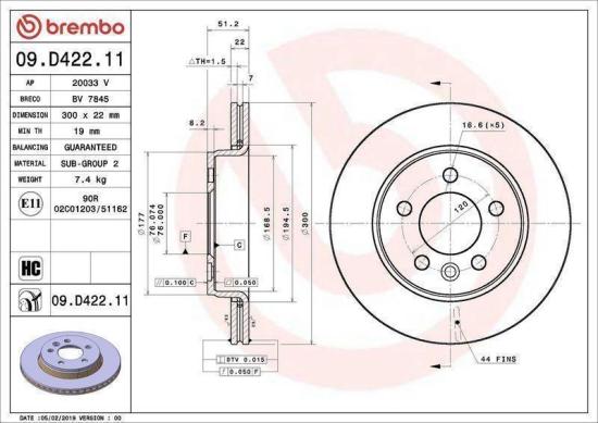 ATE Warnkontakt, Bremsbelagverschleiß 24.8190-0995.2 BREMBO Bremsscheibe 09.D422.11 + Bremsbelagsatz, Scheibenbremse P 85 172 Bild ATE Warnkontakt, Bremsbelagverschleiß 24.8190-0995.2 BREMBO Bremsscheibe 09.D422.11 + Bremsbelagsatz, Scheibenbremse P 85 172
