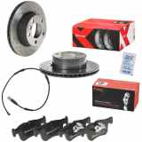 BREMBO Bremsscheibe 09.9750.2X + Bremsbelagsatz, Scheibenbremse P 06 070 + Warnkontakt, Bremsbelagverschleiß A 00 473