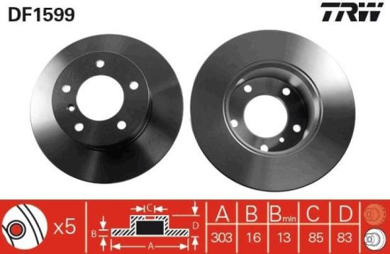 TRW Bremsbelagsatz, Scheibenbremse GDB1399 + Bremsscheibe DF1599 + Bremsbelagsatz, Scheibenbremse GDB317 + Bremsscheibe DF4088S Bild TRW Bremsbelagsatz, Scheibenbremse GDB1399 + Bremsscheibe DF1599 + Bremsbelagsatz, Scheibenbremse GDB317 + Bremsscheibe DF4088S