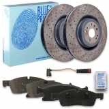 FEBI BILSTEIN Warnkontakt, Bremsbelagverschleiß 22663 BLUE PRINT Bremsbelagsatz, Scheibenbremse ADU174215 + Bremsscheibe ADU1743123