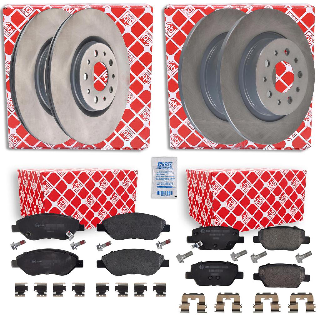 FEBI BILSTEIN Bremsscheibe 107714 + Bremsscheibe 173028 + Bremsbelagsatz, Scheibenbremse 173440 + Bremsbelagsatz, Scheibenbremse 173457