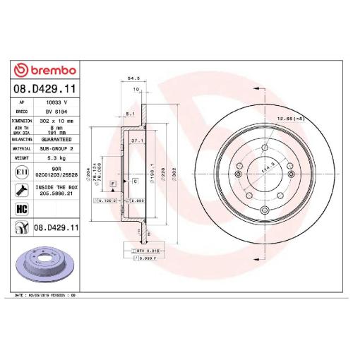 BREMBO Bremsscheibe 08.D429.11 + Bremsbelagsatz, Scheibenbremse P 30 068 Bild BREMBO Bremsscheibe 08.D429.11 + Bremsbelagsatz, Scheibenbremse P 30 068