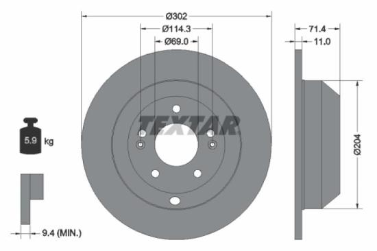 TEXTAR Bremsbelagsatz, Scheibenbremse 2552001 + Bremsscheibe 92223403 Bild TEXTAR Bremsbelagsatz, Scheibenbremse 2552001 + Bremsscheibe 92223403