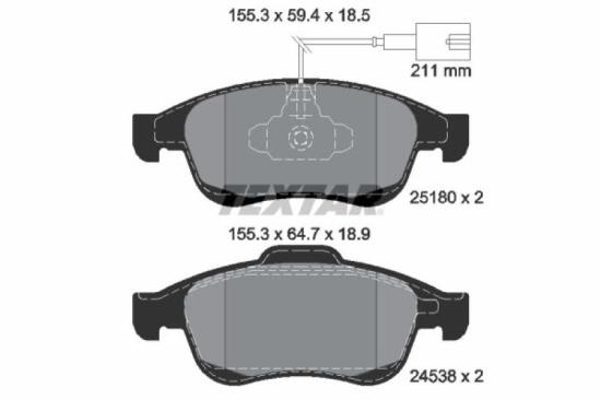 TEXTAR Bremsbelagsatz, Scheibenbremse 2518001 + Bremsscheibe 92220903 Bild TEXTAR Bremsbelagsatz, Scheibenbremse 2518001 + Bremsscheibe 92220903