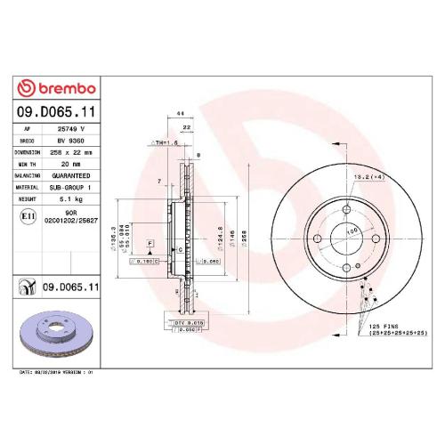 BREMBO Bremsscheibe 09.D065.11 + Bremsbelagsatz, Scheibenbremse P 49 055 Bild BREMBO Bremsscheibe 09.D065.11 + Bremsbelagsatz, Scheibenbremse P 49 055