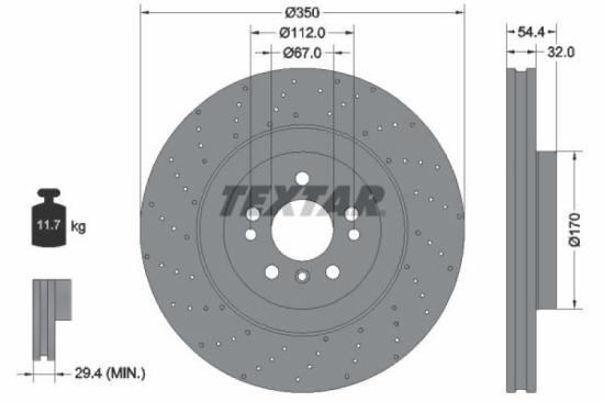 TEXTAR Warnkontakt, Bremsbelagverschleiß 98040100 + Bremsscheibe 92254405 + Bremsbelagsatz, Scheibenbremse 2519201 Bild TEXTAR Warnkontakt, Bremsbelagverschleiß 98040100 + Bremsscheibe 92254405 + Bremsbelagsatz, Scheibenbremse 2519201