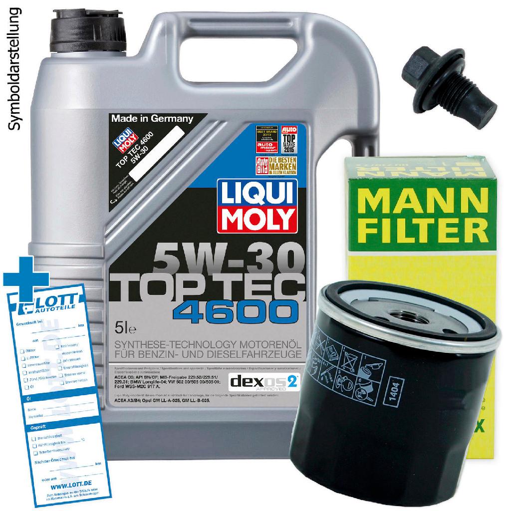 Ölwechsel Set 5L 5W30 Öl Motoröl LIQUI MOLY + MANN Ölfilter + Ablassschraube