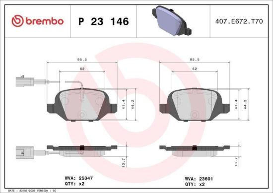 BREMBO Bremsscheibe 08.5085.31 + Bremsbelagsatz, Scheibenbremse P 23 146 Bild BREMBO Bremsscheibe 08.5085.31 + Bremsbelagsatz, Scheibenbremse P 23 146