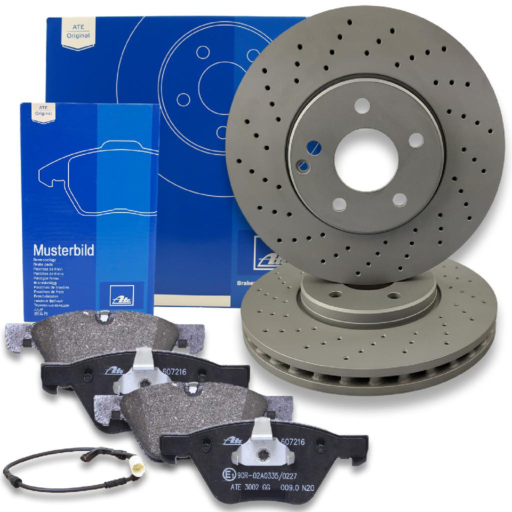 ATE Warnkontakt, Bremsbelagverschleiß 24.8190-0410.2 + Bremsscheibe 24.0126-0137.1 + Bremsbelagsatz, Scheibenbremse 13.0460-4998.2