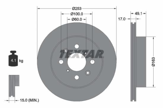 TEXTAR Bremsbelagsatz, Scheibenbremse 2360501 + Bremsscheibe 92135303 Bild TEXTAR Bremsbelagsatz, Scheibenbremse 2360501 + Bremsscheibe 92135303