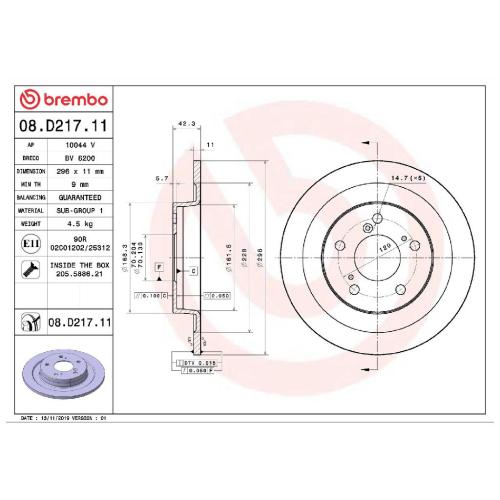 BREMBO Bremsscheibe 08.D217.11 + Bremsbelagsatz, Scheibenbremse P 28 070 Bild BREMBO Bremsscheibe 08.D217.11 + Bremsbelagsatz, Scheibenbremse P 28 070
