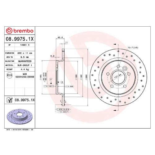 BREMBO Bremsscheibe 08.9975.1X + Bremsbelagsatz, Scheibenbremse P 59 042X Bild BREMBO Bremsscheibe 08.9975.1X + Bremsbelagsatz, Scheibenbremse P 59 042X