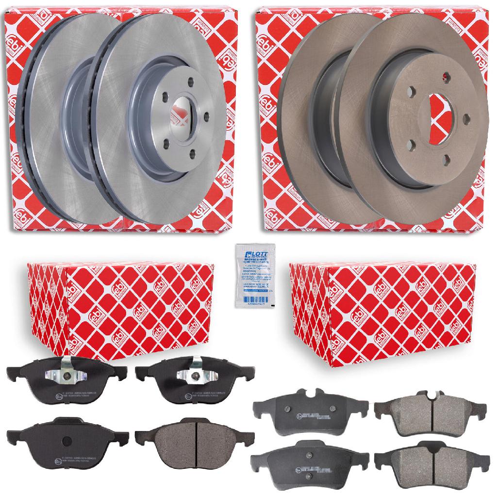 FEBI BILSTEIN Bremsbelagsatz, Scheibenbremse 16479 + Bremsbelagsatz, Scheibenbremse 16718 + Bremsscheibe 24619 + Bremsscheibe 24566