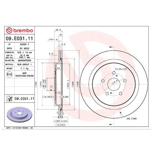 BREMBO Bremsscheibe 09.E031.11 + Bremsbelagsatz, Scheibenbremse P 83 160 Bild BREMBO Bremsscheibe 09.E031.11 + Bremsbelagsatz, Scheibenbremse P 83 160