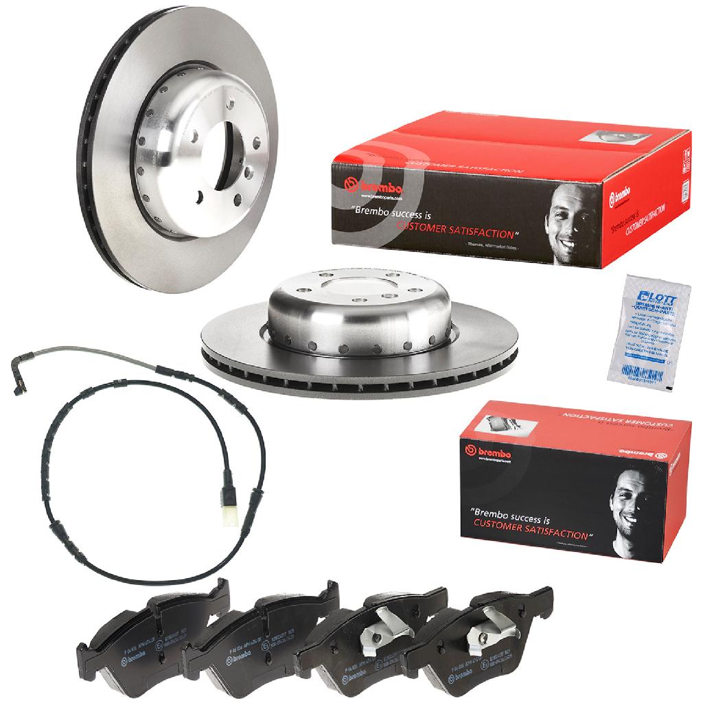 BREMBO Bremsscheibe 09.C402.13 + Bremsbelagsatz, Scheibenbremse P 06 036 + Warnkontakt, Bremsbelagverschleiß A 00 424