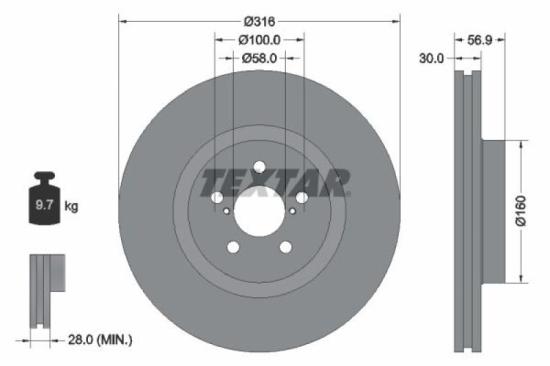 TEXTAR Bremsbelagsatz, Scheibenbremse 2422201 + Bremsscheibe 92236503 Bild TEXTAR Bremsbelagsatz, Scheibenbremse 2422201 + Bremsscheibe 92236503