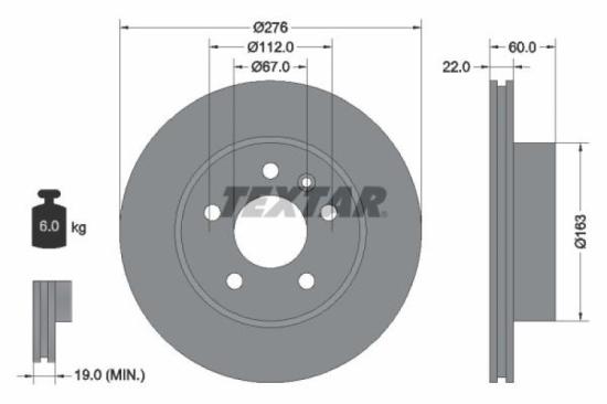 TEXTAR Warnkontakt, Bremsbelagverschleiß 98018200 + Bremsscheibe 92074403 + Bremsbelagsatz, Scheibenbremse 2302201 Bild TEXTAR Warnkontakt, Bremsbelagverschleiß 98018200 + Bremsscheibe 92074403 + Bremsbelagsatz, Scheibenbremse 2302201