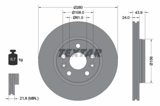TEXTAR Bremsscheibe 92202403 + Bremsbelagsatz, Scheibenbremse 2469306 Bild TEXTAR Bremsscheibe 92202403 + Bremsbelagsatz, Scheibenbremse 2469306