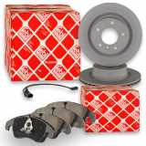 FEBI BILSTEIN Bremsbelagsatz, Scheibenbremse 16749 + Bremsscheibe 30550 + Warnkontakt, Bremsbelagverschleiß 19186