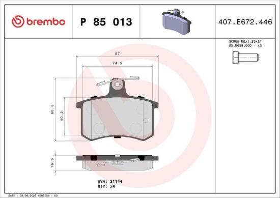 BREMBO Bremsscheibe 08.9136.1X + Bremsbelagsatz, Scheibenbremse P 85 013 Bild BREMBO Bremsscheibe 08.9136.1X + Bremsbelagsatz, Scheibenbremse P 85 013