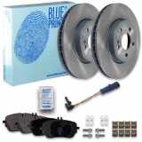 FEBI BILSTEIN Warnkontakt, Bremsbelagverschleiß 39246 BLUE PRINT Bremsbelagsatz, Scheibenbremse ADBP420015 + Bremsscheibe ADU1743114