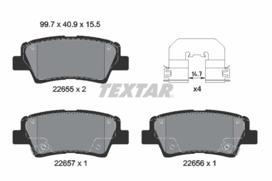 TEXTAR Bremsscheibe 92242203 + Bremsbelagsatz, Scheibenbremse 2265501 + Bremsbelagsatz, Scheibenbremse 2534801 + Bremsscheibe 92304603 Bild TEXTAR Bremsscheibe 92242203 + Bremsbelagsatz, Scheibenbremse 2265501 + Bremsbelagsatz, Scheibenbremse 2534801 + Bremsscheibe 92304603