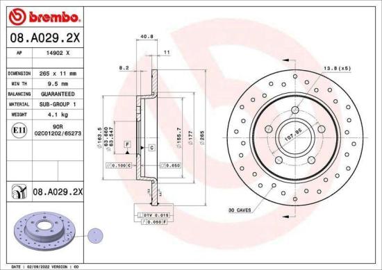BREMBO Bremsbelagsatz, Scheibenbremse P 59 042 + Bremsscheibe 08.A029.2X Bild BREMBO Bremsbelagsatz, Scheibenbremse P 59 042 + Bremsscheibe 08.A029.2X