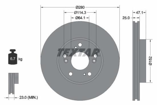 TEXTAR Bremsbelagsatz, Scheibenbremse 2580401 + Bremsscheibe 92252503 Bild TEXTAR Bremsbelagsatz, Scheibenbremse 2580401 + Bremsscheibe 92252503