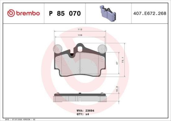 BREMBO Warnkontakt, Bremsbelagverschleiß A 00 207 + Bremsscheibe 09.C884.11 + Bremsbelagsatz, Scheibenbremse P 85 070 Bild BREMBO Warnkontakt, Bremsbelagverschleiß A 00 207 + Bremsscheibe 09.C884.11 + Bremsbelagsatz, Scheibenbremse P 85 070