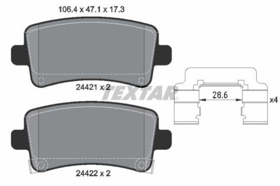 TEXTAR Bremsbelagsatz, Scheibenbremse 2442102 + Bremsscheibe 92222903 Bild TEXTAR Bremsbelagsatz, Scheibenbremse 2442102 + Bremsscheibe 92222903