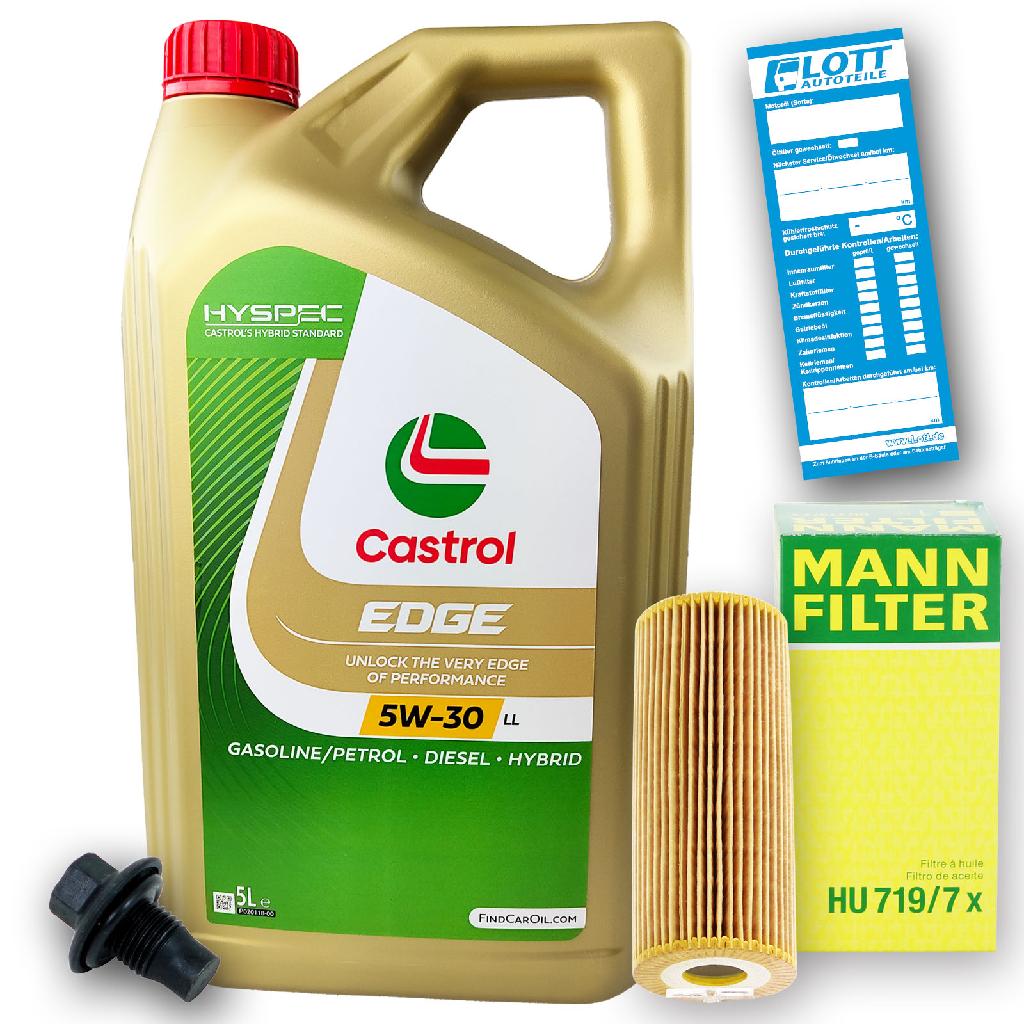 Ölwechsel Set 5L 5W30 Öl Motoröl CASTROL + MANN Ölfilter