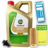 Ölwechsel Set 5L 5W30 Öl Motoröl CASTROL + MANN Ölfilter