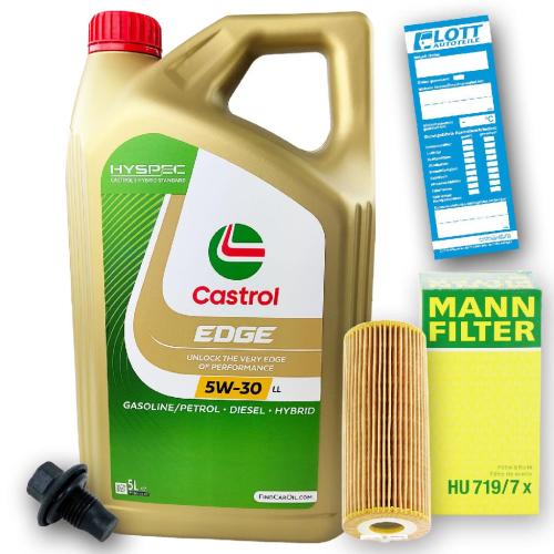 Ölwechsel Set 5L 5W30 Öl Motoröl CASTROL + MANN Ölfilter Bild Ölwechsel Set 5L 5W30 Öl Motoröl CASTROL + MANN Ölfilter