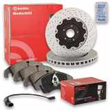 BREMBO Bremsscheibe 09.C349.1X + Bremsbelagsatz, Scheibenbremse P 06 092 + Warnkontakt, Bremsbelagverschleiß A 00 506