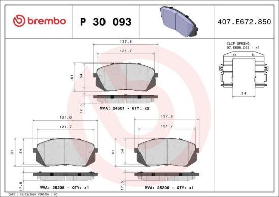 BREMBO Bremsscheibe 09.C245.11 + Bremsbelagsatz, Scheibenbremse P 30 093 Bild BREMBO Bremsscheibe 09.C245.11 + Bremsbelagsatz, Scheibenbremse P 30 093