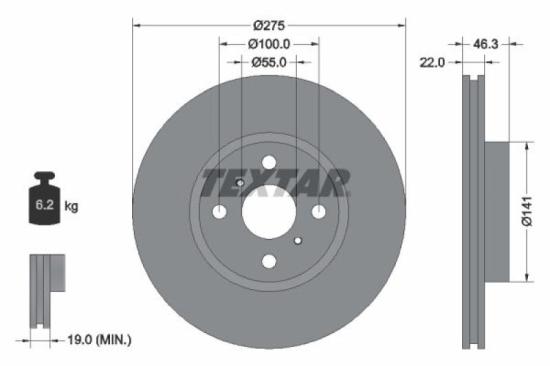 TEXTAR Bremsscheibe 92156200 + Bremsbelagsatz, Scheibenbremse 2470801 Bild TEXTAR Bremsscheibe 92156200 + Bremsbelagsatz, Scheibenbremse 2470801