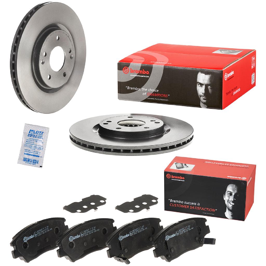 BREMBO Bremsbelagsatz, Scheibenbremse P 77 001 + Bremsscheibe 09.D414.11