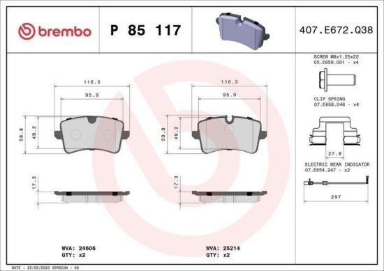 BREMBO Bremsscheibe 09.C170.11 + Bremsbelagsatz, Scheibenbremse P 85 117 Bild BREMBO Bremsscheibe 09.C170.11 + Bremsbelagsatz, Scheibenbremse P 85 117