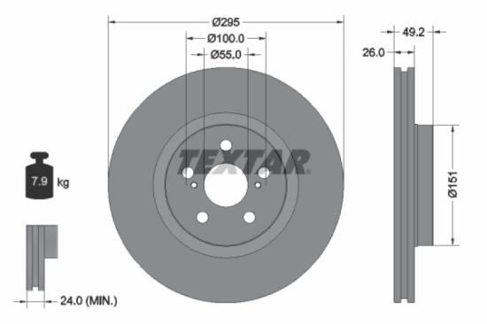 TEXTAR Bremsbelagsatz, Scheibenbremse 2376802 + Bremsscheibe 92135603 Bild TEXTAR Bremsbelagsatz, Scheibenbremse 2376802 + Bremsscheibe 92135603