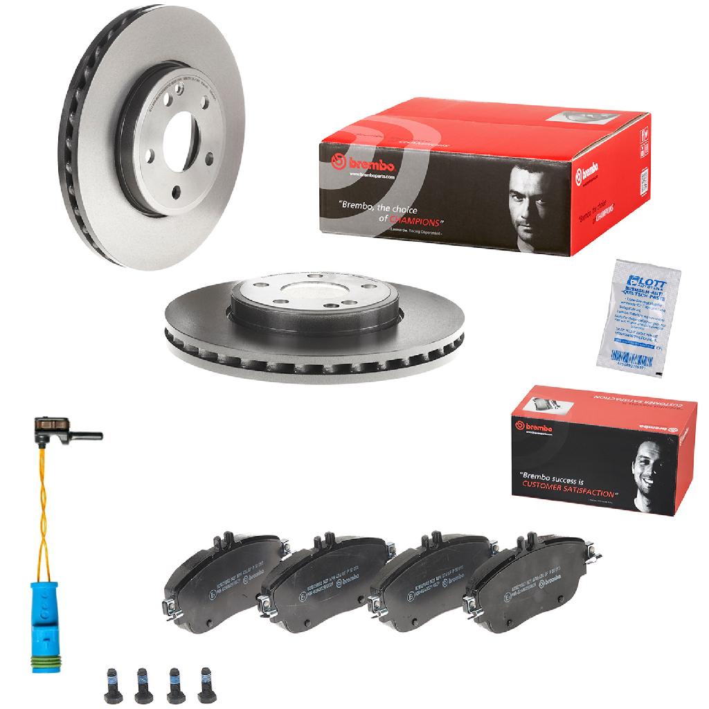 BREMBO Bremsbelagsatz, Scheibenbremse P 50 093 + Warnkontakt, Bremsbelagverschleiß A 00 353 + Bremsscheibe 09.B436.41