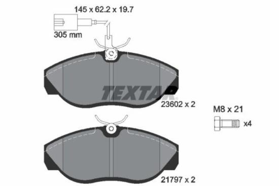 TEXTAR Bremsbelagsatz, Scheibenbremse 2360201 + Bremsscheibe 92073703 Bild TEXTAR Bremsbelagsatz, Scheibenbremse 2360201 + Bremsscheibe 92073703