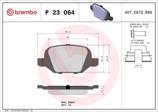 BREMBO Bremsbelagsatz, Scheibenbremse P 23 064 + Bremsscheibe 08.5085.11 Bild BREMBO Bremsbelagsatz, Scheibenbremse P 23 064 + Bremsscheibe 08.5085.11