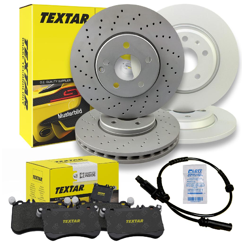 TEXTAR Bremsscheibe 92257505 + Bremsscheibe 92254903 + Warnkontakt, Bremsbelagverschleiß 98048700 + Bremsbelagsatz, Scheibenbremse 2486901 + Bremsbelagsatz, Scheibenbremse 2484801