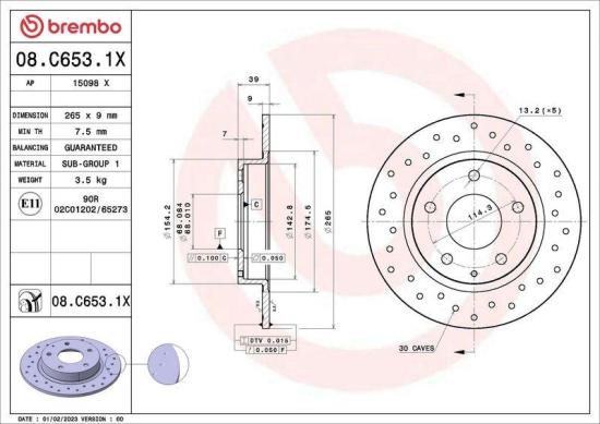 BREMBO Bremsbelagsatz, Scheibenbremse P 49 063 + Bremsscheibe 08.C653.1X Bild BREMBO Bremsbelagsatz, Scheibenbremse P 49 063 + Bremsscheibe 08.C653.1X