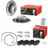 BREMBO Warnkontakt, Bremsbelagverschleiß A 00 212 + Bremsbelagsatz, Scheibenbremse P 06 037 + Bremsscheibe 08.A205.11