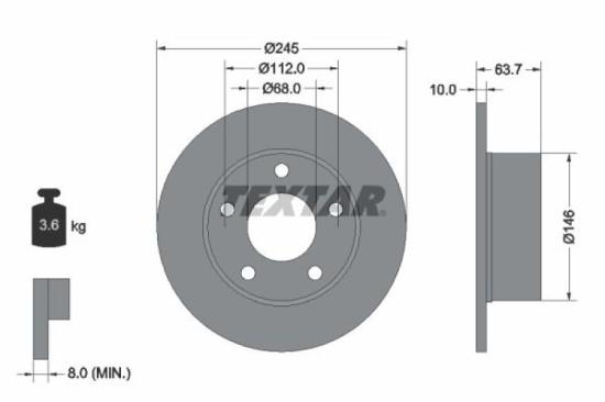 TEXTAR Bremsbelagsatz, Scheibenbremse 2301802 + Bremsscheibe 92057605 + Bremsscheibe 92057503 + Bremsbelagsatz, Scheibenbremse 2355401 Bild TEXTAR Bremsbelagsatz, Scheibenbremse 2301802 + Bremsscheibe 92057605 + Bremsscheibe 92057503 + Bremsbelagsatz, Scheibenbremse 2355401