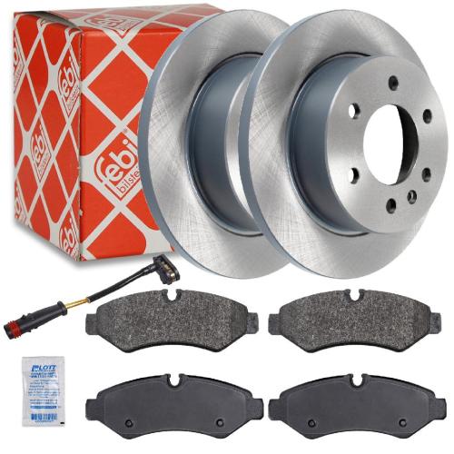 FEBI BILSTEIN Bremsscheibe 175474 + Warnkontakt, Bremsbelagverschleiß 28139 + Bremsbelagsatz, Scheibenbremse 175647 Bild FEBI BILSTEIN Bremsscheibe 175474 + Warnkontakt, Bremsbelagverschleiß 28139 + Bremsbelagsatz, Scheibenbremse 175647