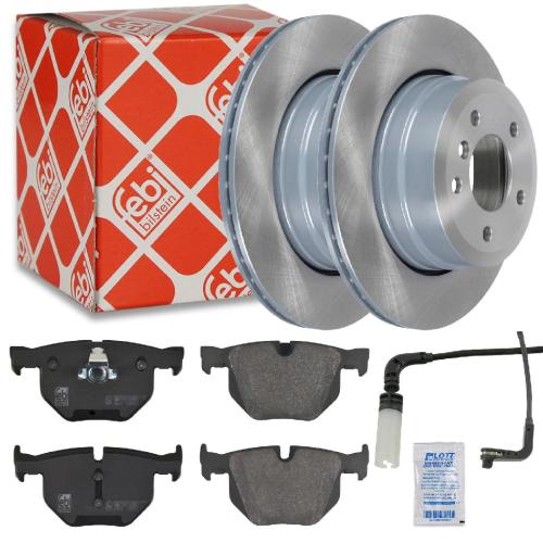 FEBI BILSTEIN Warnkontakt, Bremsbelagverschleiß 23025 + Bremsbelagsatz, Scheibenbremse 16466 + Bremsscheibe 43894 Bild FEBI BILSTEIN Warnkontakt, Bremsbelagverschleiß 23025 + Bremsbelagsatz, Scheibenbremse 16466 + Bremsscheibe 43894