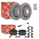 FEBI BILSTEIN Bremsbelagsatz, Scheibenbremse 16990 + Warnkontakt, Bremsbelagverschleiß 19186 + Bremsscheibe 107712