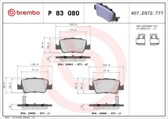 BREMBO Bremsscheibe 08.A534.2X + Bremsbelagsatz, Scheibenbremse P 83 080X Bild BREMBO Bremsscheibe 08.A534.2X + Bremsbelagsatz, Scheibenbremse P 83 080X